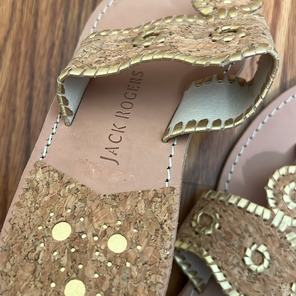 Jack Rogers Gold Cork Leather Thong Sandals NEW WITHOUT BOX - Picture 11 of 11